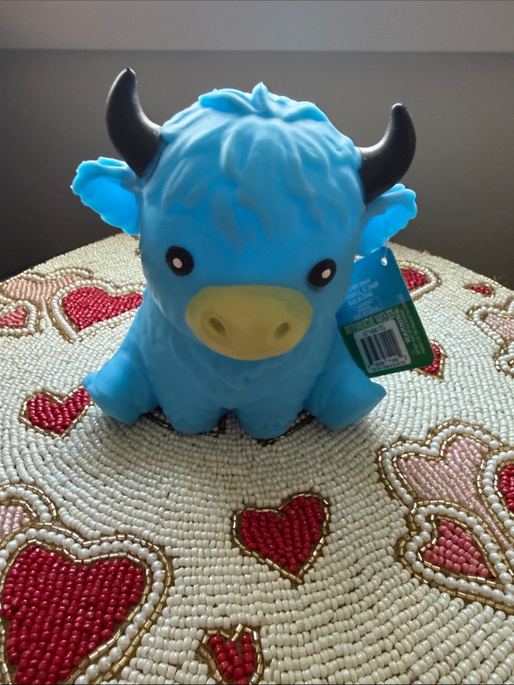 Plush Blue Yak Figurine Decorative Accent